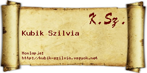 Kubik Szilvia névjegykártya